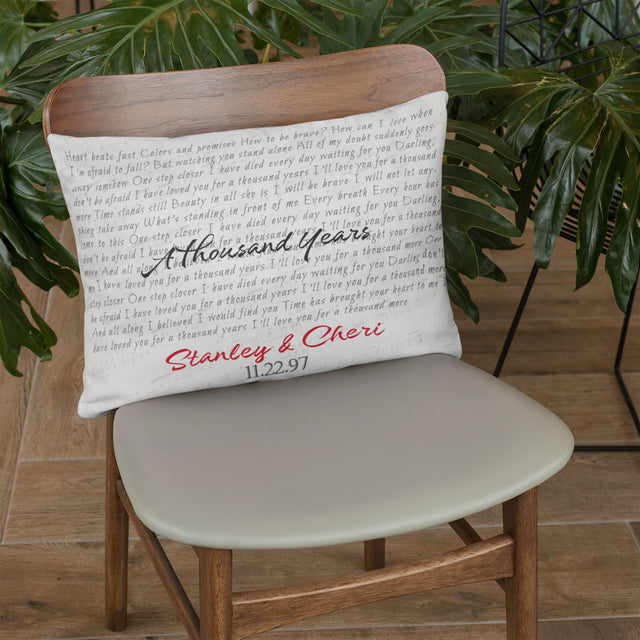 Custom Song Lyrics, Personalized Name And Date White Pillow