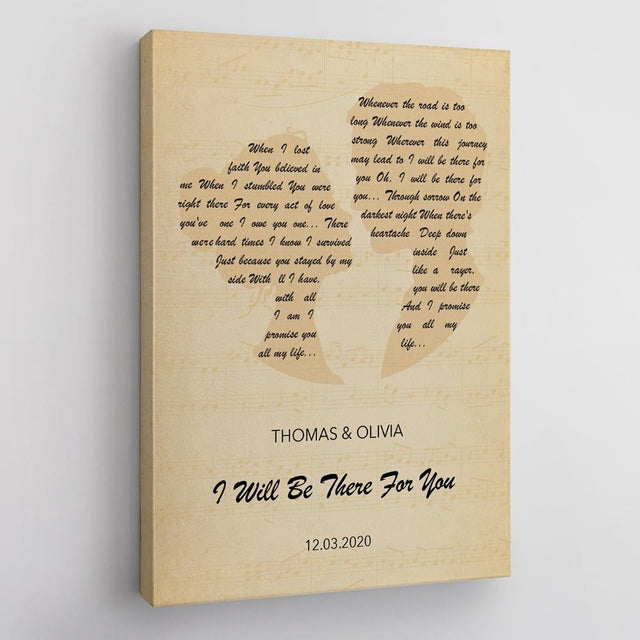 Custom Song Lyrics, Personalized Name, Date Canvas Print