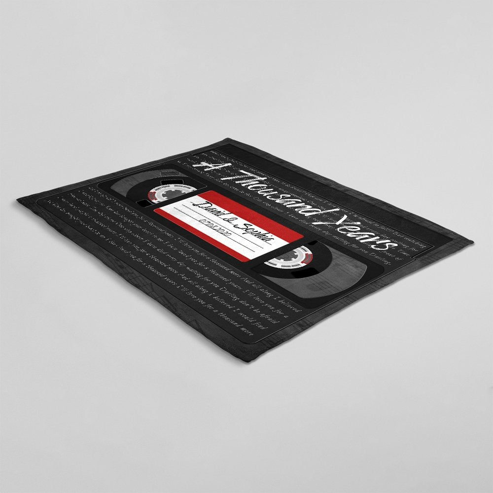 Custom Song Lyrics, Personalized Name, Date, Song Name VHS Tape Canvas Wall Art Blanket