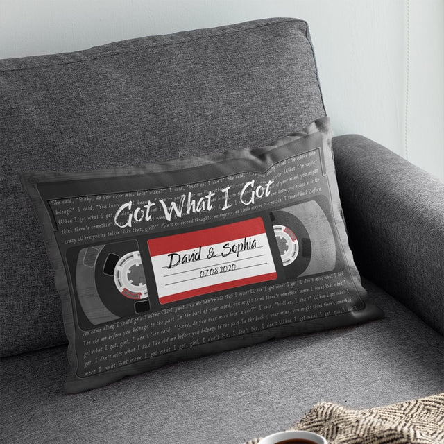 Custom Song Lyrics, Personalized Name, Date, Song Name VHS Tape Pillow