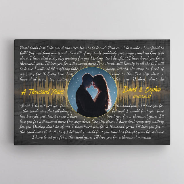 Custom Song Lyrics, Personalized Song Name And Text, Canvas Wall Art, Gift For Wedding