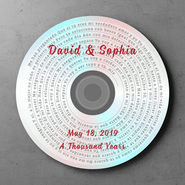 Custom Song Lyrics, Personalized Song Name And Text, CD-ROM, Round Wood Sign