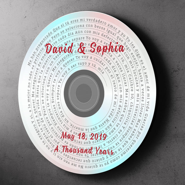 Custom Song Lyrics, Personalized Song Name And Text, CD-ROM, Round Wood Sign