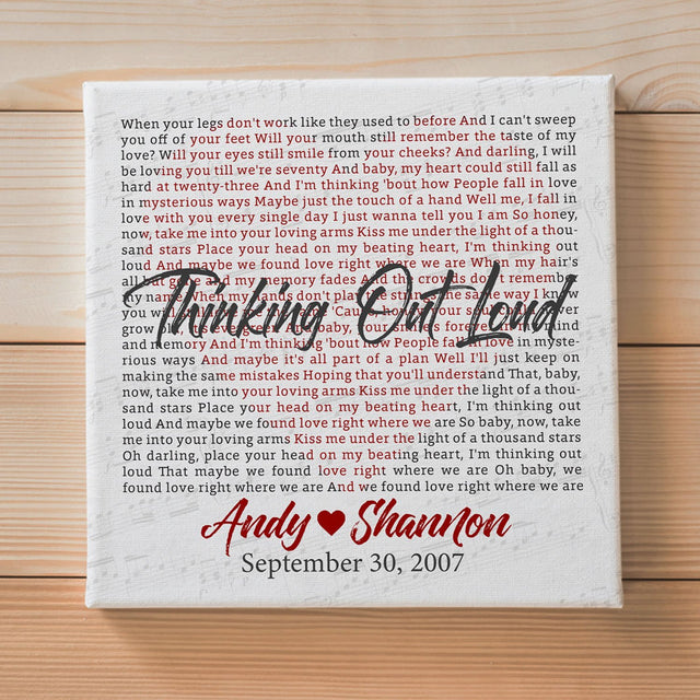 Custom Song Lyrics, Personalized Song Name And Text, Heart Shape, Canvas Wall Art