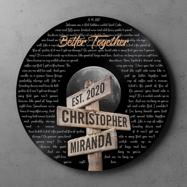 Custom Song Lyrics, Personalized Song Name And Text, Street Sign Style, Round Wood Sign