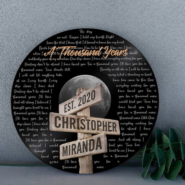 Custom Song Lyrics, Personalized Song Name And Text, Street Sign Style, Round Wood Sign