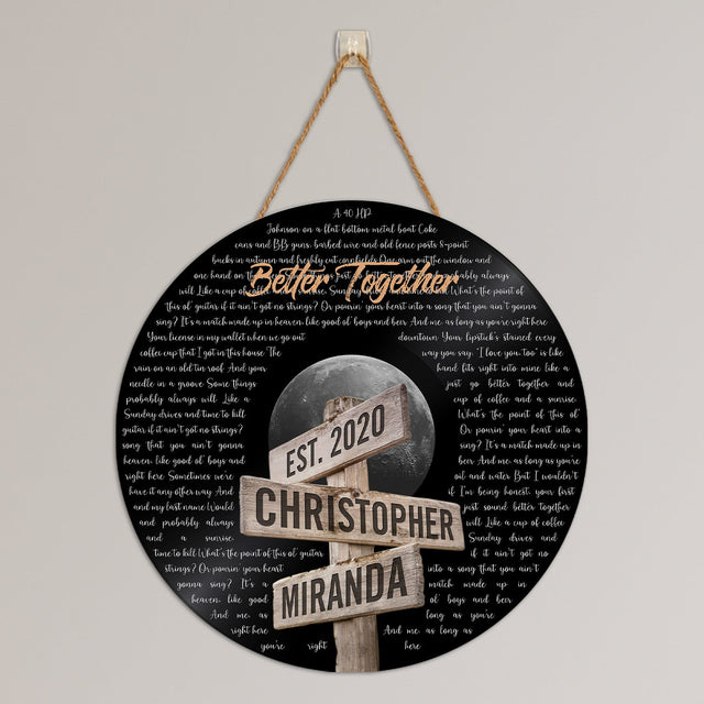 Custom Song Lyrics, Personalized Song Name And Text, Street Sign Style, Round Wood Sign