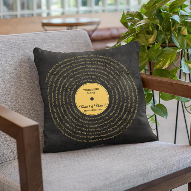 Custom Song Lyrics, Personalized Song Name And Text, Vinyl Record Pillow