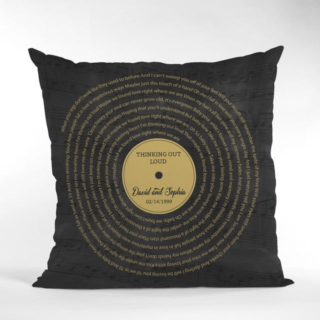 Custom Song Lyrics, Personalized Song Name And Text, Vinyl Record Pillow