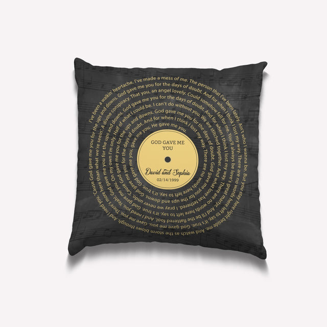 Custom Song Lyrics, Personalized Song Name And Text, Vinyl Record Pillow