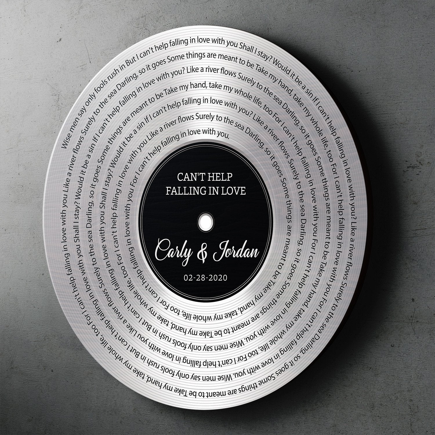 Custom Song Lyrics, Personalized Song Name And Text, Vinyl Record, Silver Style, Round Wood Sign