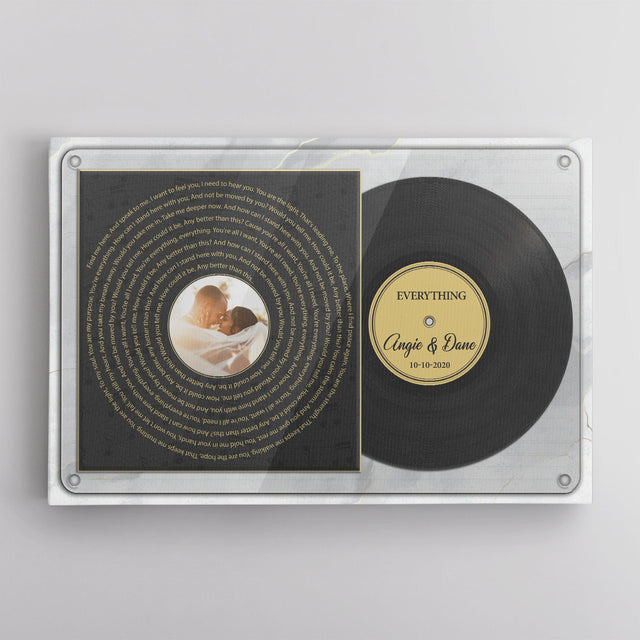 Custom Song Lyrics, Personalized Text And Photo, Vinyl Records Albums, Canvas Wall Art