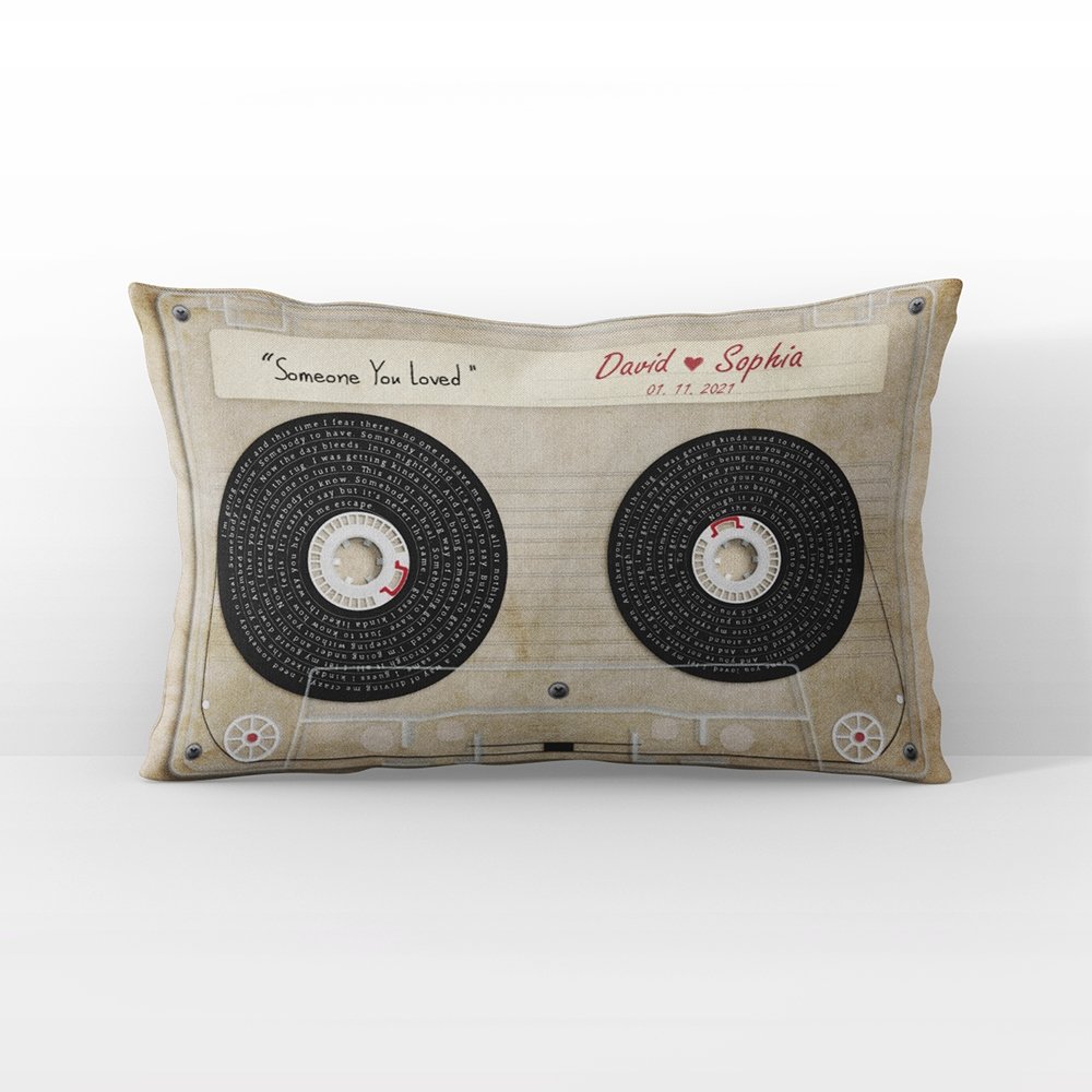Custom Song Lyrics, Personalized Text Cassette Tape Pillow