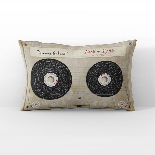 Custom Song Lyrics, Personalized Text Cassette Tape Pillow