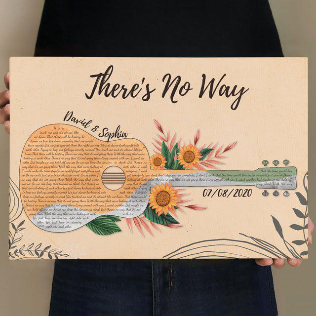 Custom Song Lyrics, Personalized Text, Guitar Art, Canvas