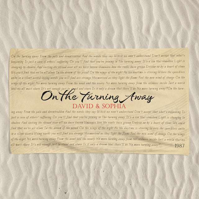 Custom Song Lyrics, Personalized Text Towel