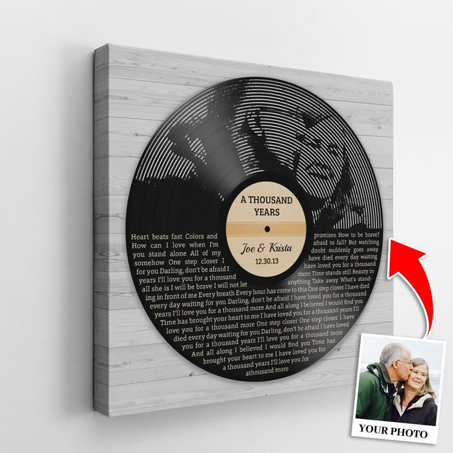 Custom Song Lyrics, Portrait From Photo, Painting Art, Personalized Song Name And Text, Canvas Wall Art