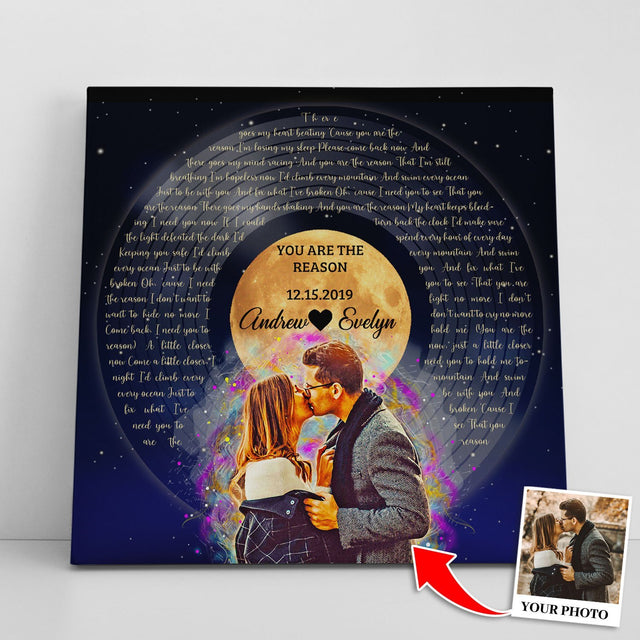 Custom Song Lyrics, Portrait From Photo, Star Wave Style, Personalized Song Name And Text, Canvas Wall Art