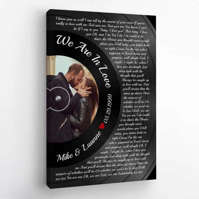 Custom Song Lyrics, Upload Photo And Personalized Text, Half Vinyl Record, Canvas Wall Art