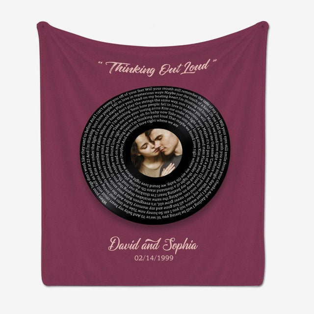 Custom Song Lyrics, Upload Photo, Personalized Name And Date, Vinyl Record Blanket