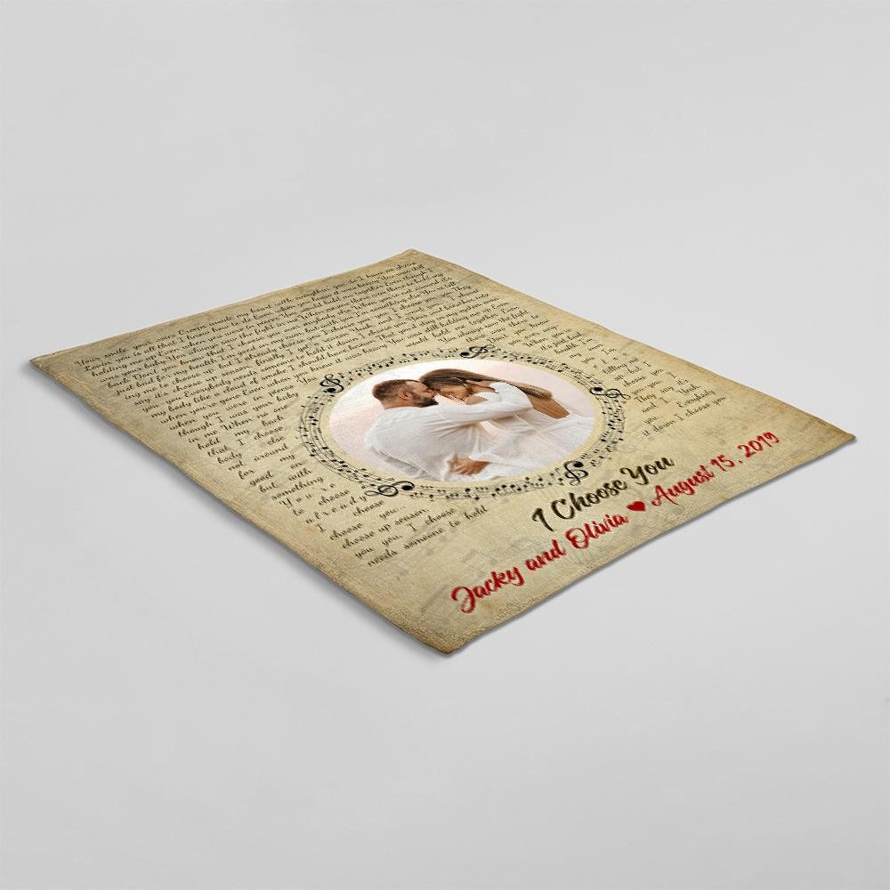 Custom Song Lyrics, Upload Photo, Personalized Name, Date Blanket