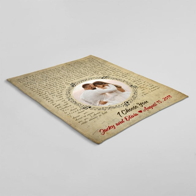 Custom Song Lyrics, Upload Photo, Personalized Name, Date Blanket
