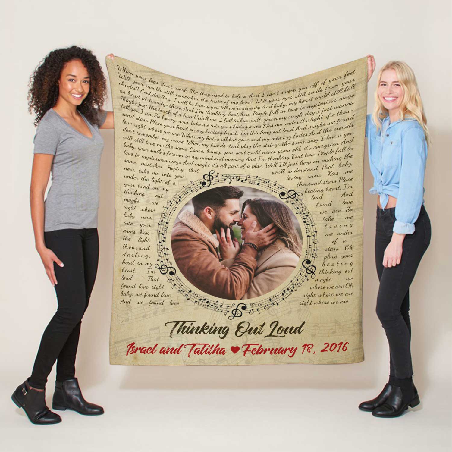 Custom Song Lyrics, Upload Photo, Personalized Name, Date Blanket