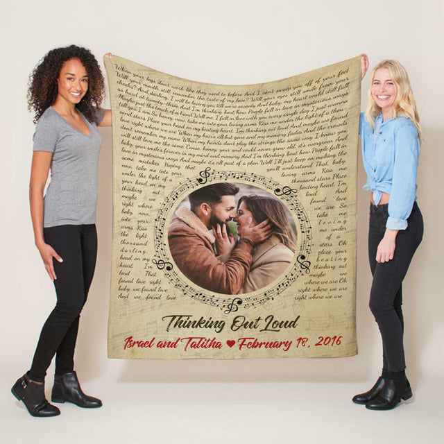 Custom Song Lyrics, Upload Photo, Personalized Name, Date Blanket