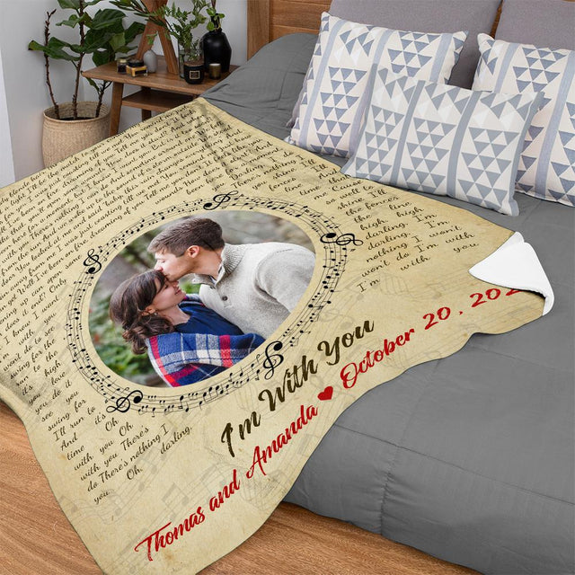 Custom Song Lyrics, Upload Photo, Personalized Name, Date Blanket