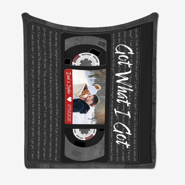 Custom Song Lyrics, Upload Photo, Personalized Name, Date, Song Name VHS Tape Blanket