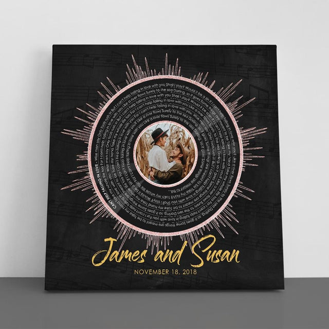 Custom Song Lyrics, Personalized Square Song Name Text And Photo Canvas