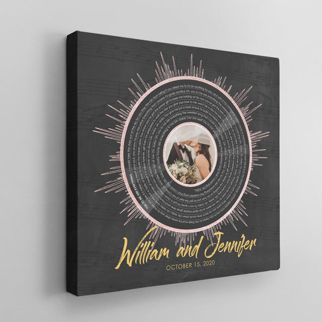 Custom Song Lyrics, Personalized Square Song Name Text And Photo Canvas