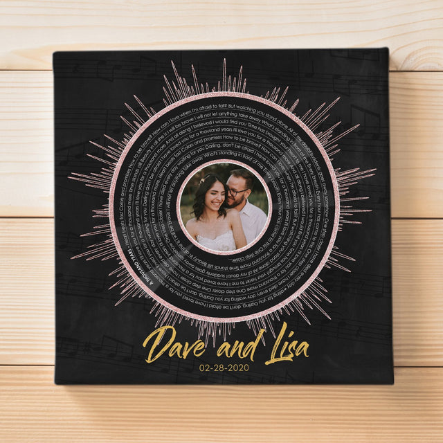 Custom Song Lyrics, Personalized Square Song Name Text And Photo Canvas