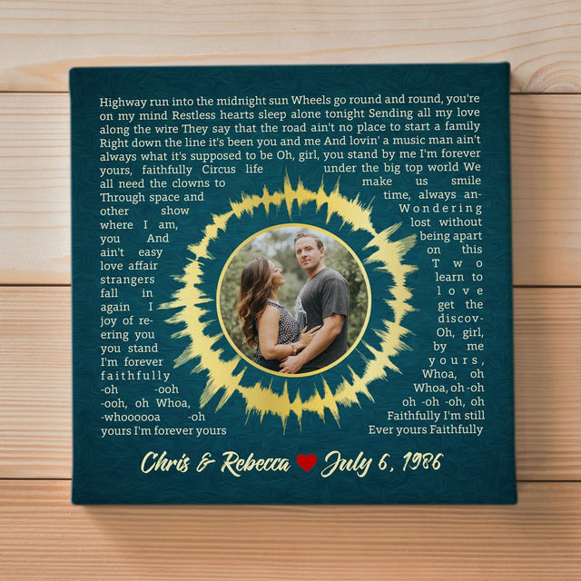 Custom Song Lyrics, Upload Photo,Personalized Song Name And Text, Circle Art ,Canvas Wall Art