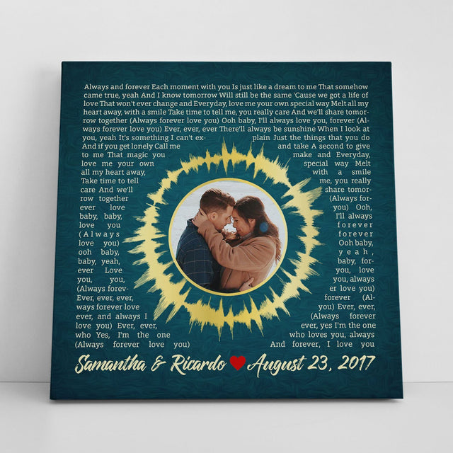 Custom Song Lyrics, Upload Photo,Personalized Song Name And Text, Circle Art ,Canvas Wall Art