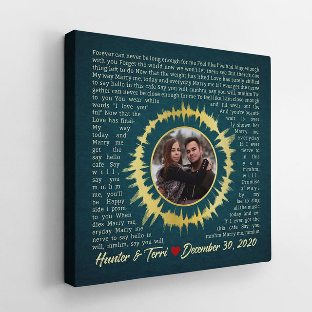 Custom Song Lyrics, Upload Photo,Personalized Song Name And Text, Circle Art ,Canvas Wall Art
