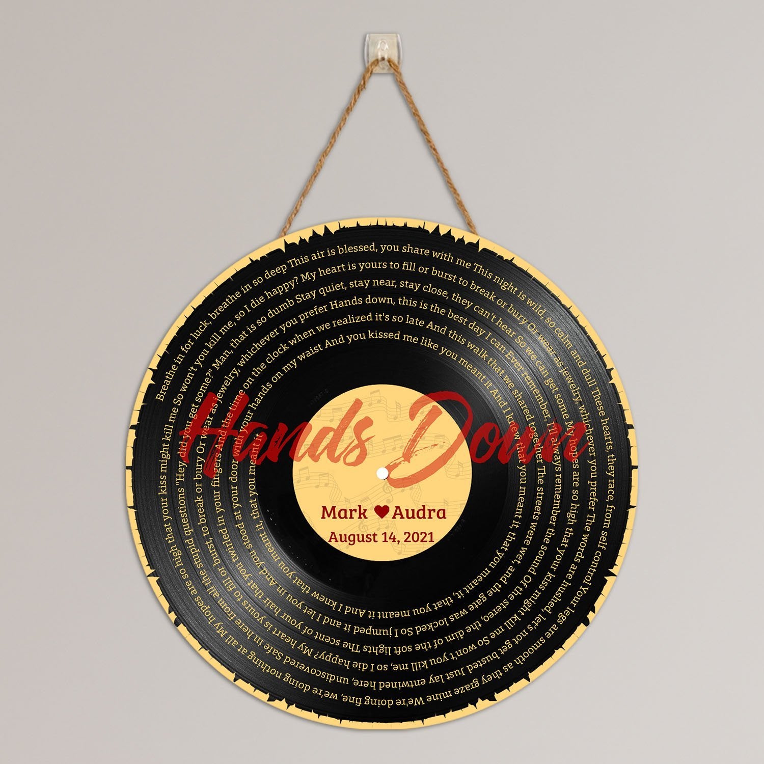 Custom Song Lyrics, Vinyl Record Art, Personalized Song Name And Text Round Wood Sign, Gift For Anniversary