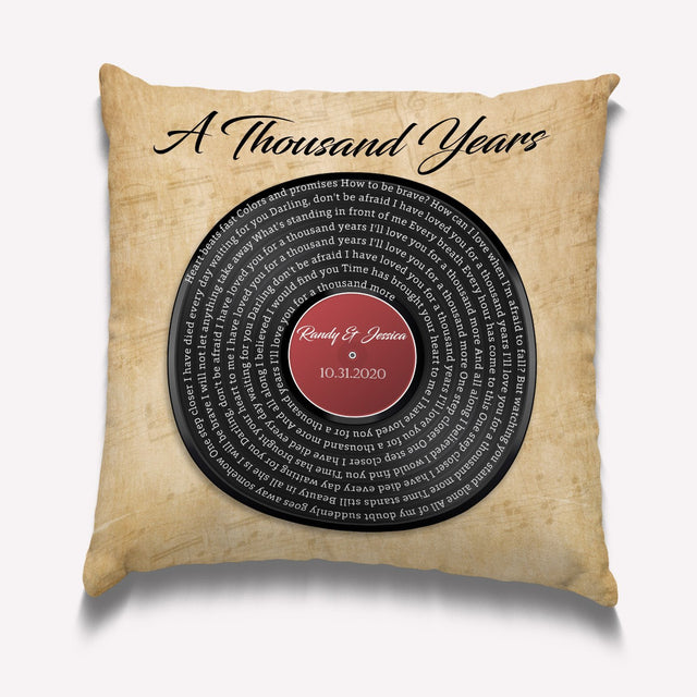 Custom Song Lyrics, Vinyl Record Art, Personalized Song Name, Pillow