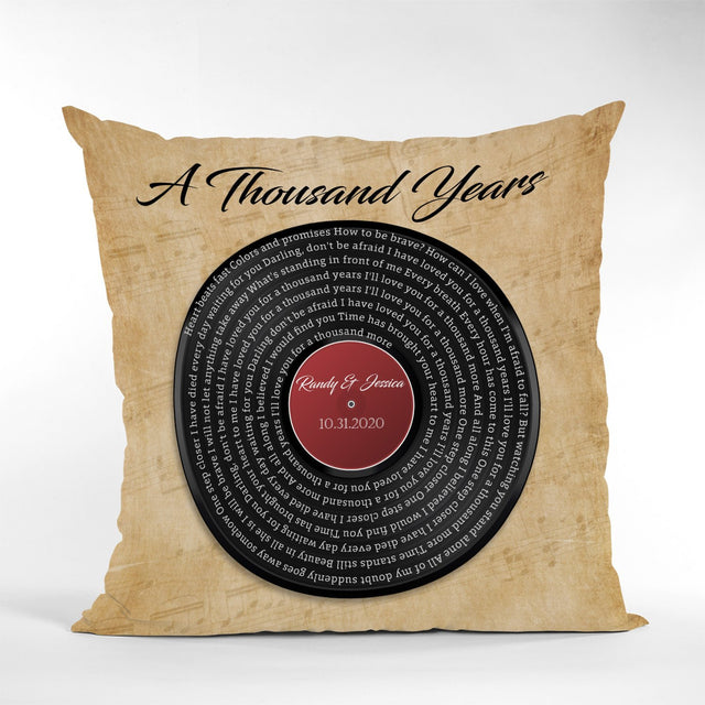 Custom Song Lyrics, Vinyl Record Art, Personalized Song Name, Pillow