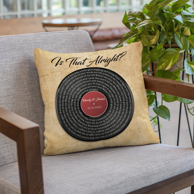 Custom Song Lyrics, Vinyl Record Art, Personalized Song Name, Pillow