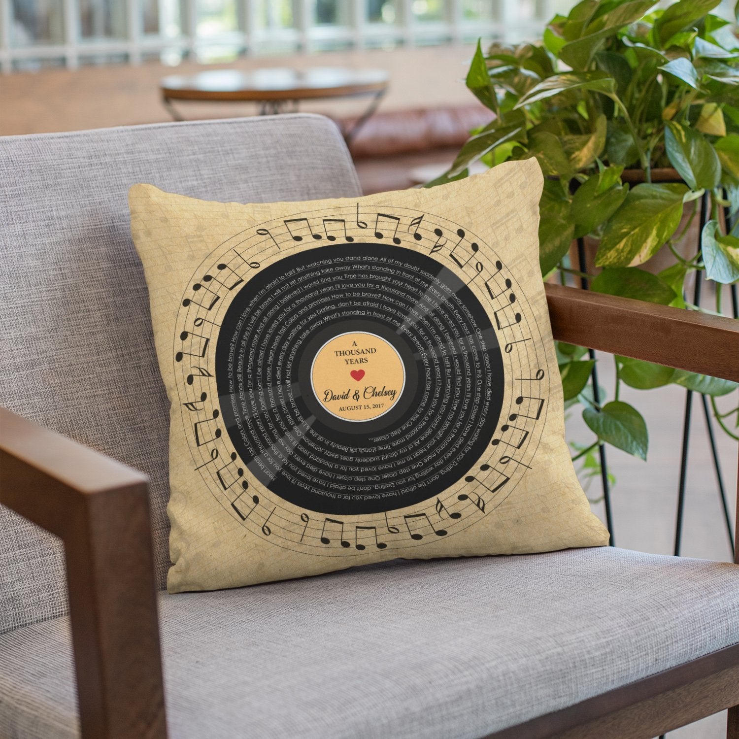 Custom Song Lyrics, Vinyl Record Art, Pillow