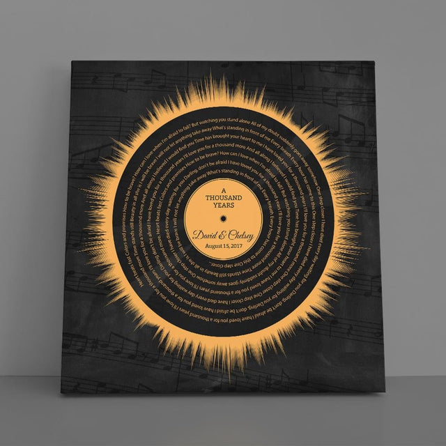 Custom Song Lyrics, Vinyl Record Art, Square Canvas