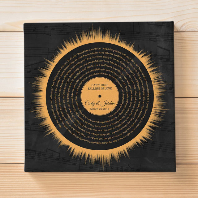Custom Song Lyrics, Vinyl Record Art, Square Canvas
