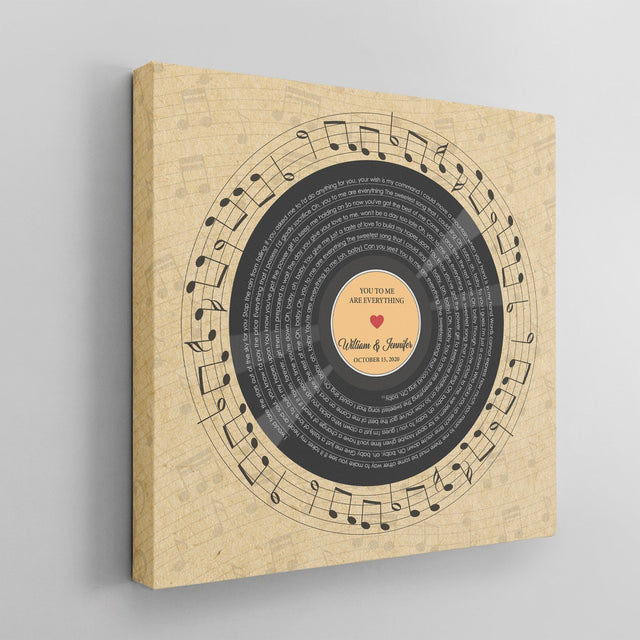 Custom Song Lyrics, Personalized Square Song Name And Text, Vinyl Record Art, Square Canvas, Gift For Wedding