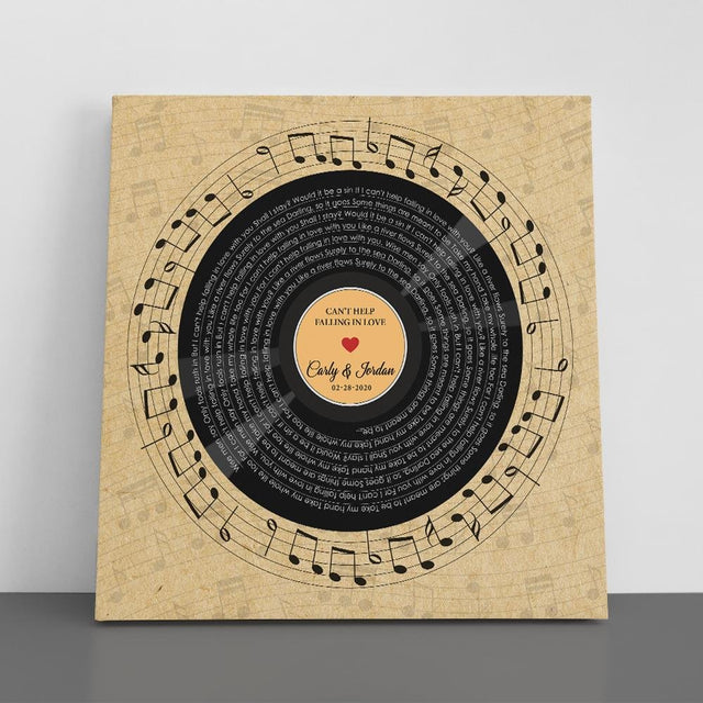 Custom Song Lyrics, Personalized Square Song Name And Text, Vinyl Record Art, Square Canvas, Gift For Wedding