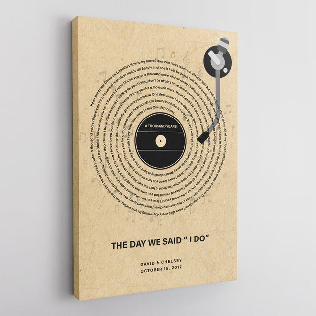 Custom Song Lyrics, Vinyl Record, Canvas Wall Art, Custom Photo And Name