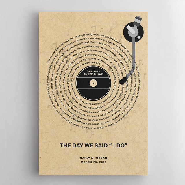 Custom Song Lyrics, Vinyl Record, Canvas Wall Art, Custom Photo And Name