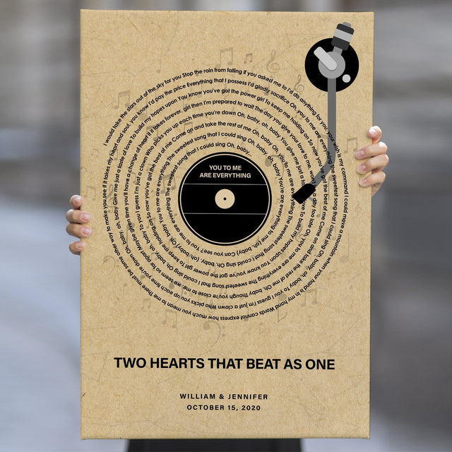 Custom Song Lyrics, Vinyl Record, Canvas Wall Art, Custom Photo And Name