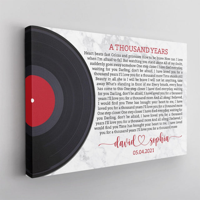 Custom Song Lyrics, Vinyl Record, Custom Name And Text, Canvas Wall Art