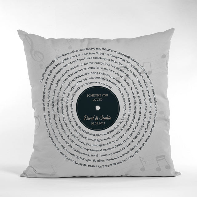 Custom Song Lyrics, Vinyl Record, Personalized Name, Date Pillow